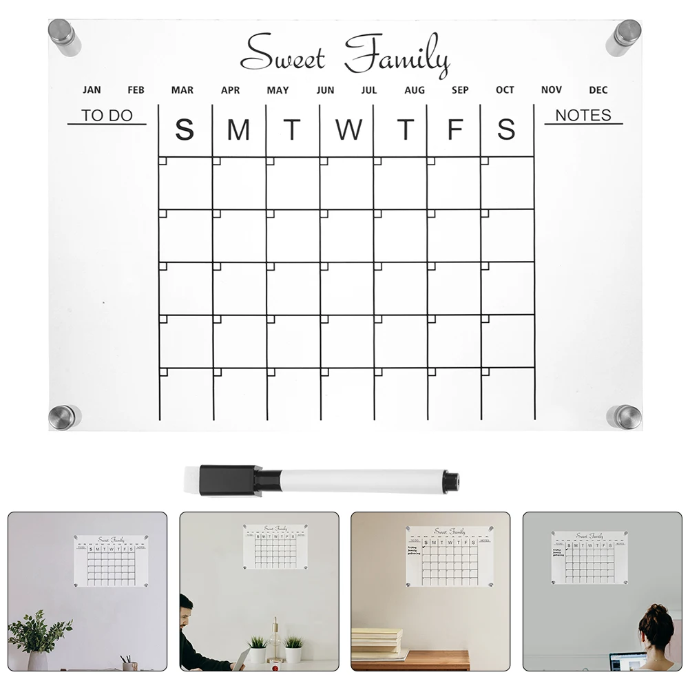 

1 Set Acrylic Dry Erase Board Clear Reusable Message Calendar For Wedding Party Use Office Supplies