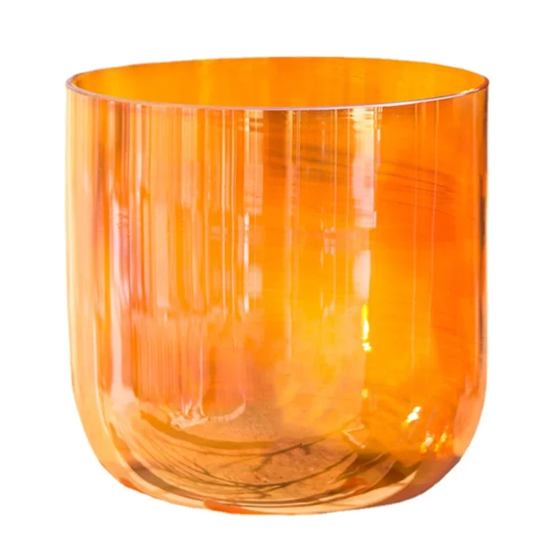 Orange Transparent Crystal Singing Bowl Luxury Sound Bowls Yoga Meditation Tibetan Singing Bowls Sound Healing Instrument Gifts