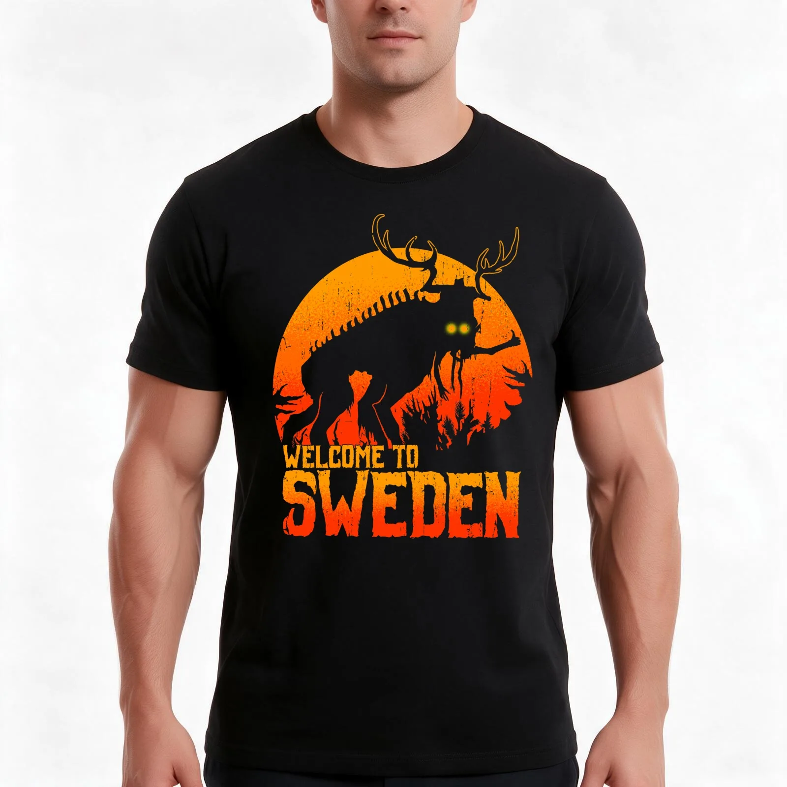 Welcome to Sweden T-Shirt, Summer Casual Cotton Tee, Oversized Streetwear Tops, Vintage Graphic Print, Loose Fit Short Sleeve