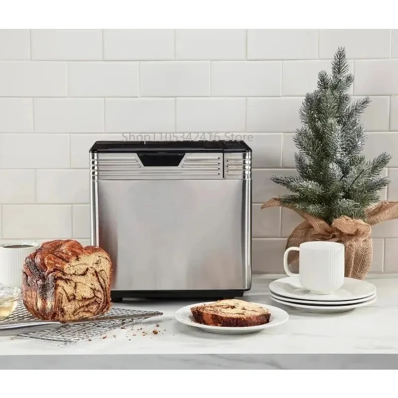 2L Auto Bread Maker Compact Kitchen Gear Adjustable Settings Non Stick Pot Timing for Daily Dough Bread Baking Indoor Family Use