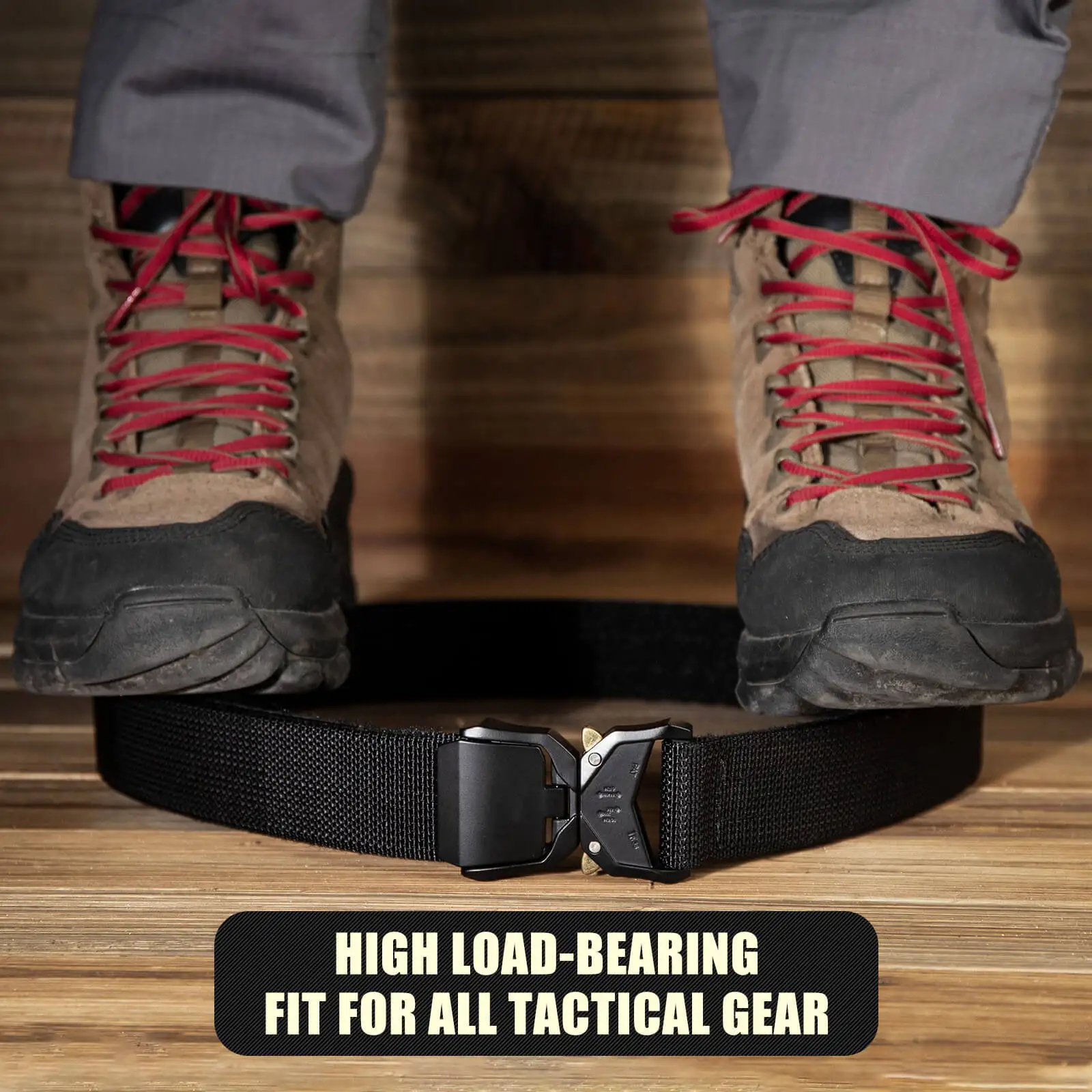 KRYDEX Tactical Quick Release 1.5'' Heavy Duty Belt 2-Ply Nylon Metal Flip Top Buckle Outdoor Hunting Men's Black Belt