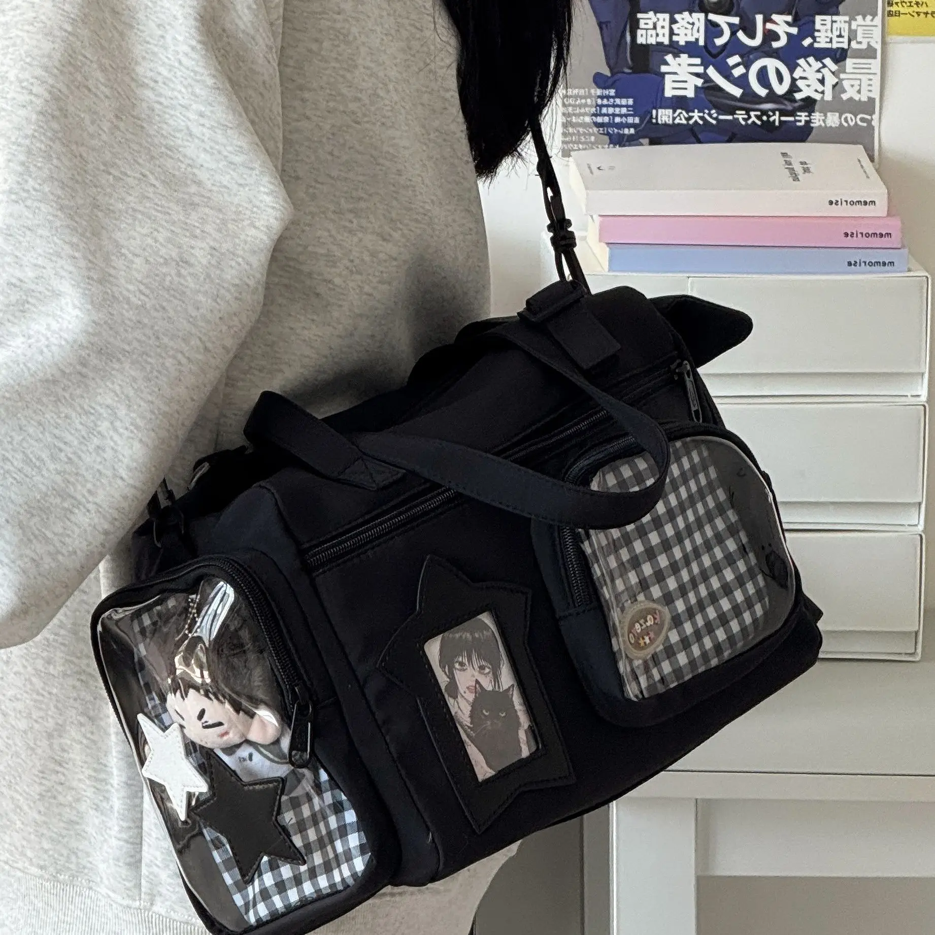 

HAEX DIY Women Ita Bags 2025 Harajuku Designer Multi Pockets Bolso Mujer Large Capacity Students Commute Crossbody Shoulder Bags