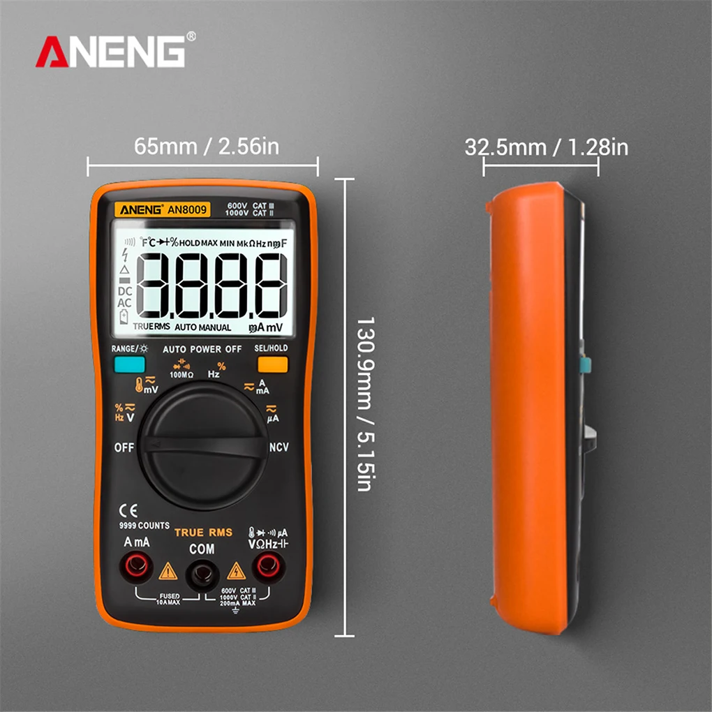 ANENG AN8009 LCD Multimeter Digital Display Resistance Tester Meter Portable Electrical Handheld Detector Blue