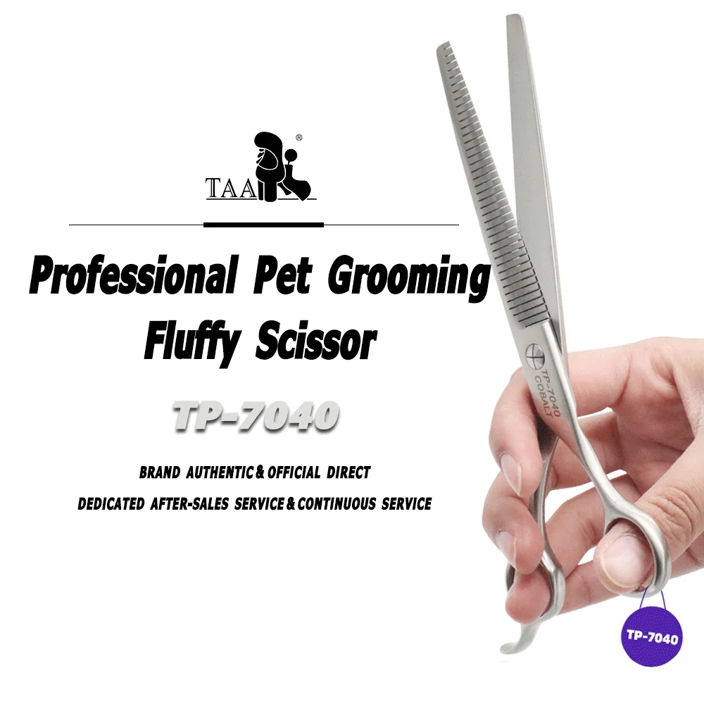 TAA Professional Grooming Pet Scissors Serrated Scissors Patent Fluffy Scissor for Dog Alloy Steel Cat Pet Hair Cutting Tools