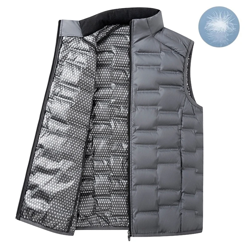 Men Winter New White Duck Down Vest Men Warm Windproof Stand Collar Sleeveless Vest Men Ultralight Waterproof Waistcoat Male