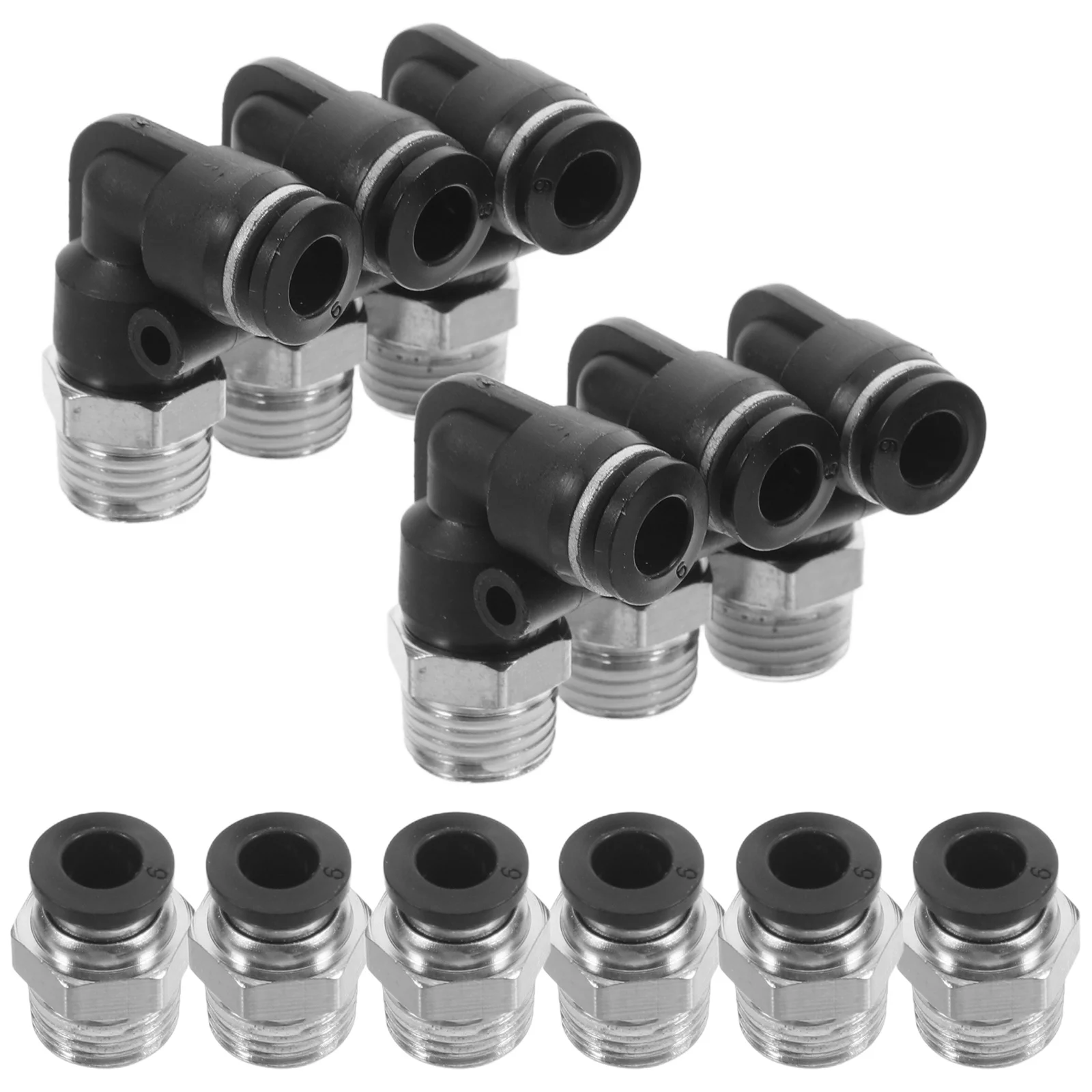 

12Pcs Threaded Pneumatic Straight Connectors Push to Connect Quick Release Air Hose Fittings Tubing Connectors