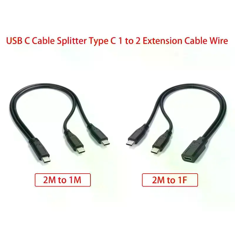 USB C Cable Splitter Type C 1 To 2 Extension Cable Wire For PC Phone Tablet 15W 3A Power Adapter Cord Charging Converter Line