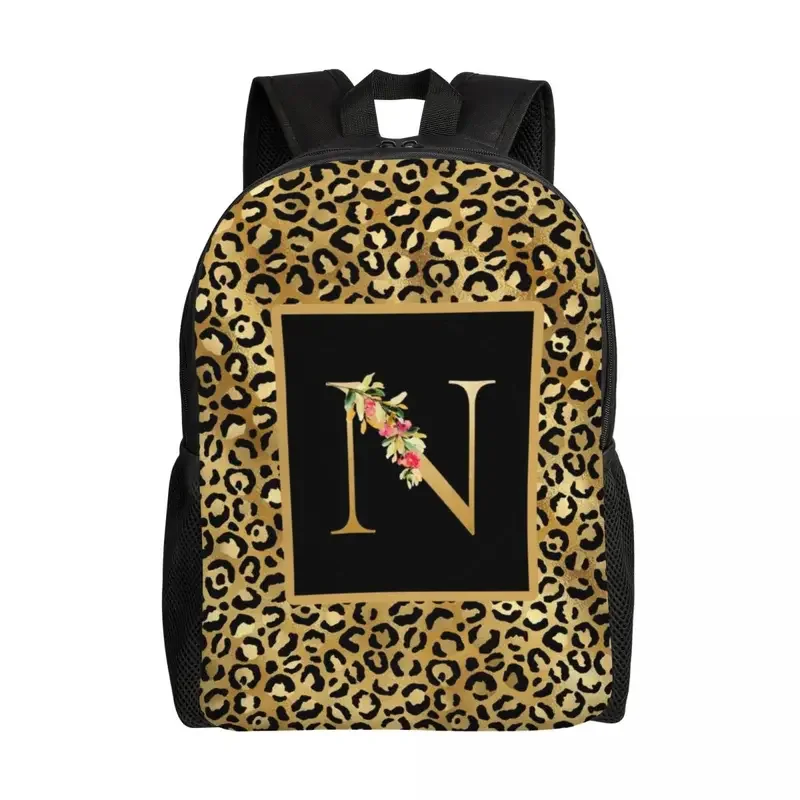 Leopard Pattern Letter Travel Backpack Men Women School Laptop Bookbag College Student Daypack Bags