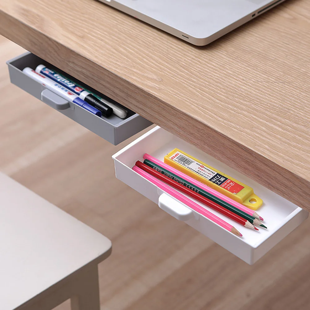 

3pcs Adhesive Under Desk Drawer Organizer For Home Kitchen Storage Hidden Pencil Holder Box For Stationery Usb Cables Mobile