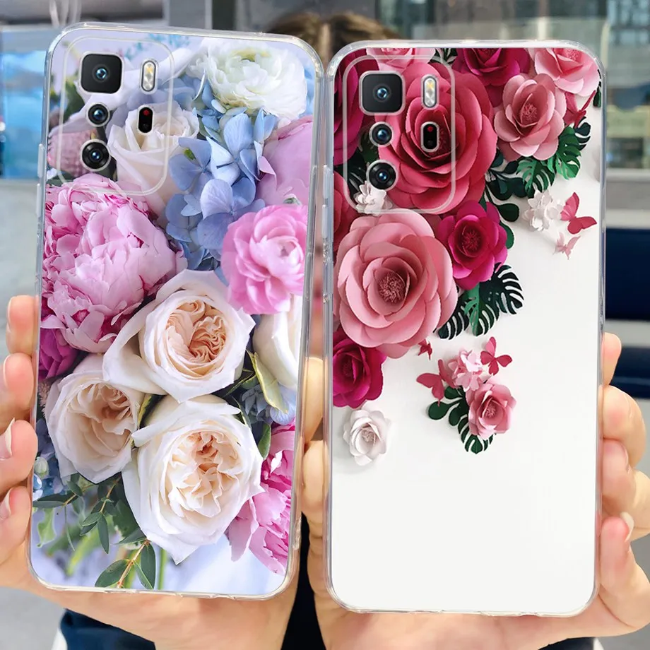 For Xiaomi Poco X3 GT Case Cover PocoX3 X 3 GT 5G Flower Transparent Soft TPU Silicone Phone Case For Poco X3 GT 6.6\'\' Fundas
