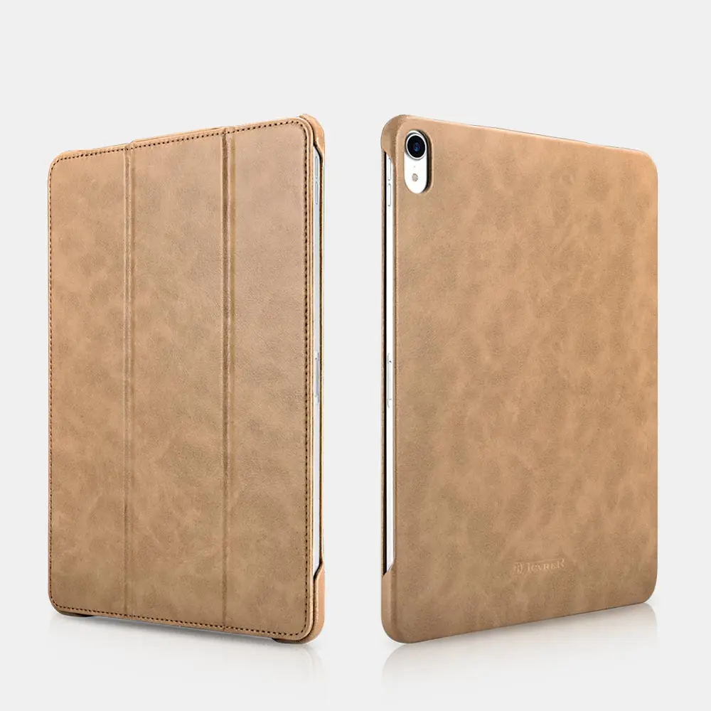 ICARER High Quality Vintage Genuine Leather Folio Cover Case for iPad Pro 12.9 inch 2018