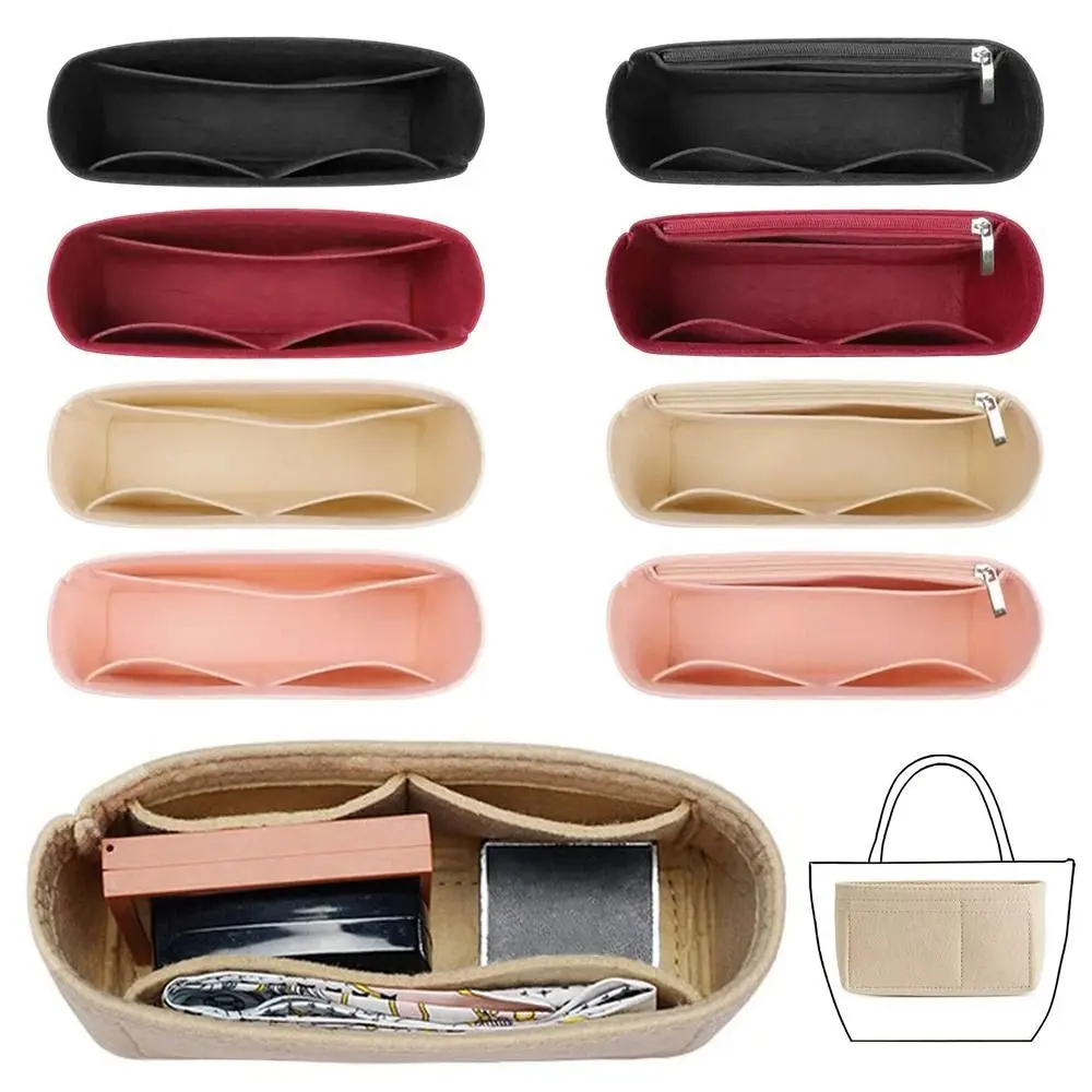 1Pcs New Storage Bags Insert Bag Felt Portable Linner Bag Multi-Pocket Travel Bag Organizer for Longchamp Mini Bag