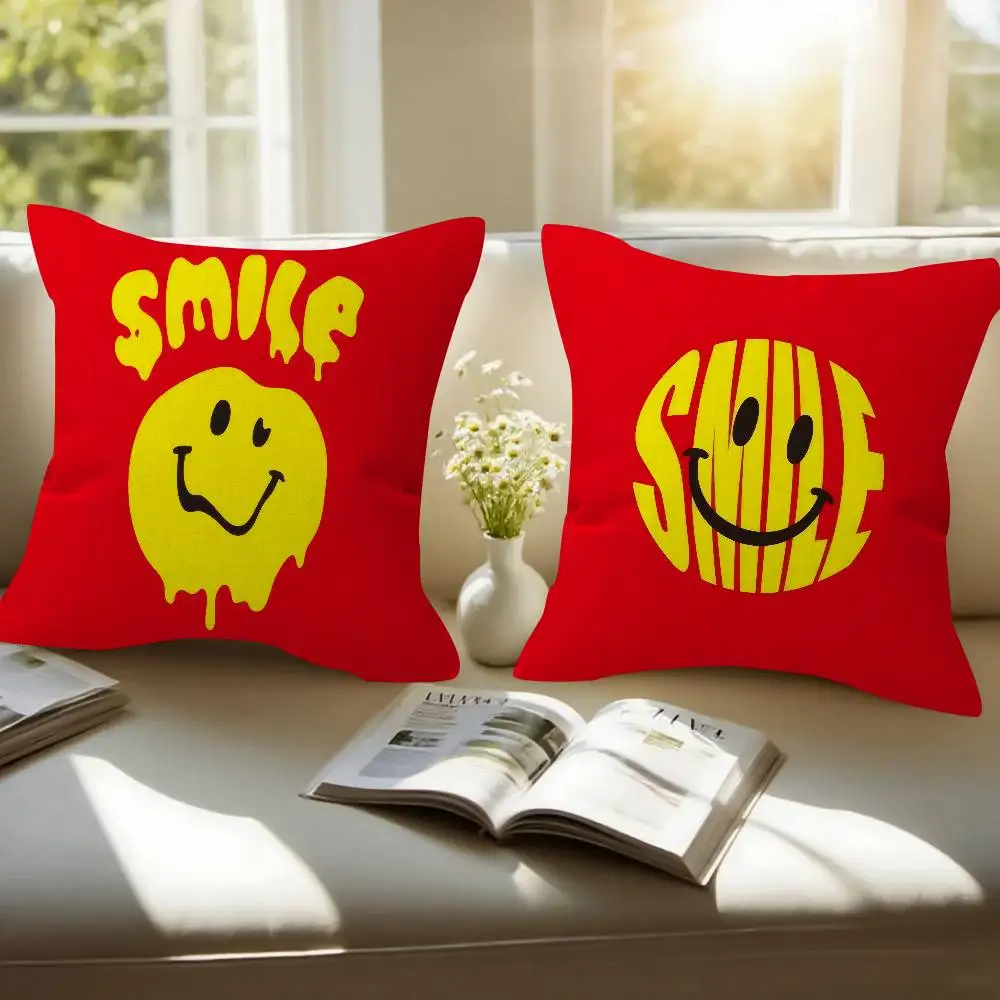 Anime Smile fun cute   Cushion Cover Inches Farmhouse Decor Home Throw Pillow Covers for Couch Decorations