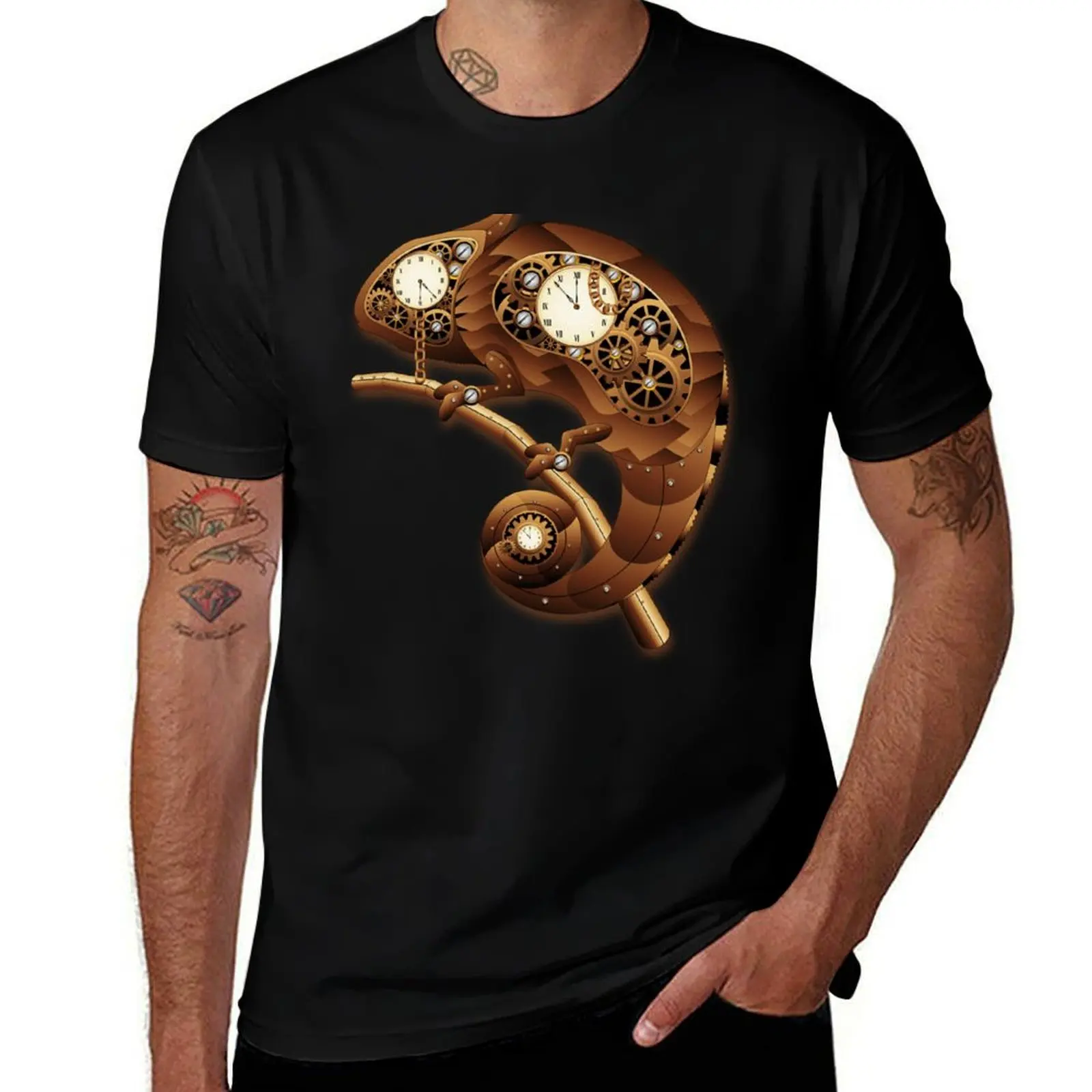 

Steampunk Chameleon Vintage Retro Style Machine T-Shirt t shirt custom print t shirt for man t shirt man luxury T-Shirt