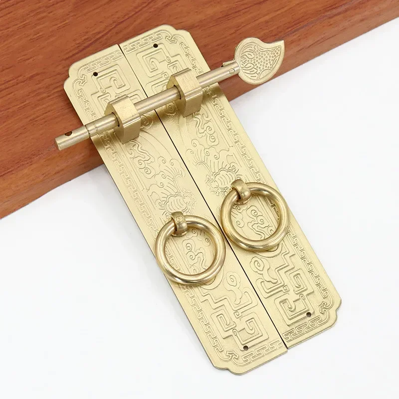 Chinese Antique Bookcase Handle Cabinet Door Wardrobe Cabinet Door Pure Copper Handle Antique Furniture Accessories image 4