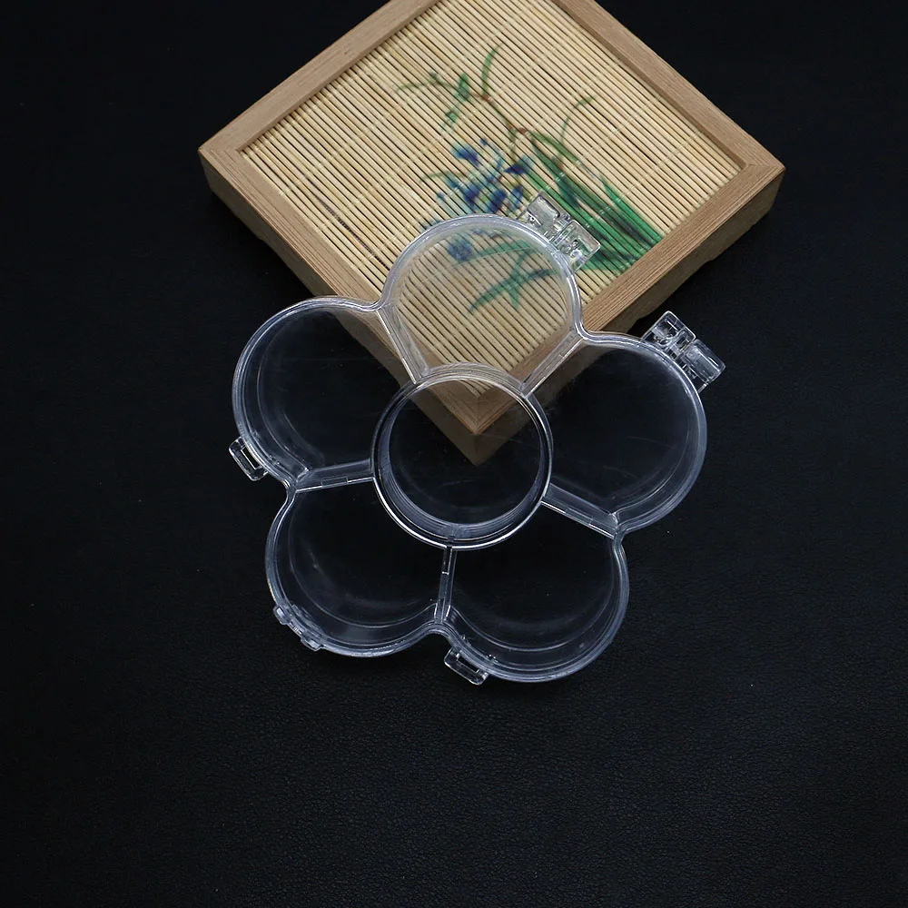 

Flower-shaped Six-compartment Transparent Plastic Jewelry Box for Organizing Storing Body Jewelry Accessories and Beads 2pcs
