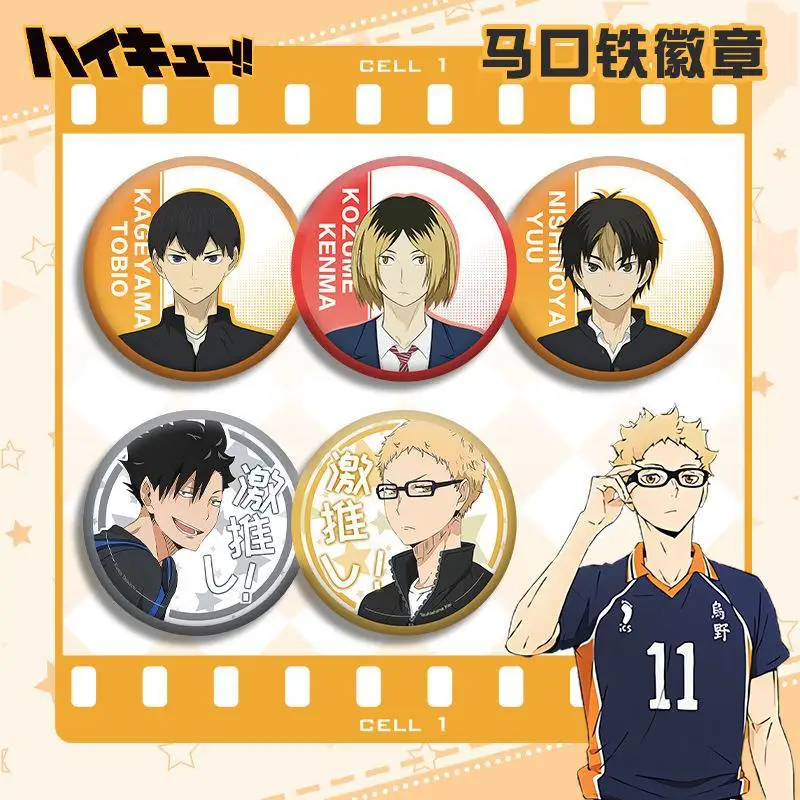 Anime Haikyuu!! Shoyo Hinata Badge Kageyama Tobio Badges ACGN Goods Bag Decor Birthday Gifts Collection Men Woman