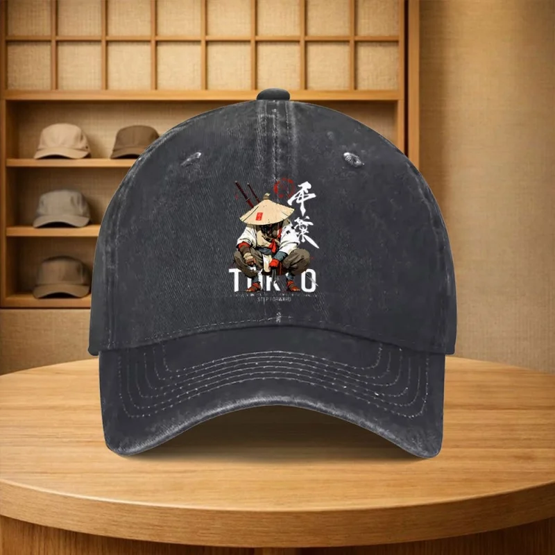 Vintage Samurai Ninja Knife Pattern Baseball Cap Unisex Adjustable Outdoor Camping Cycling Hat