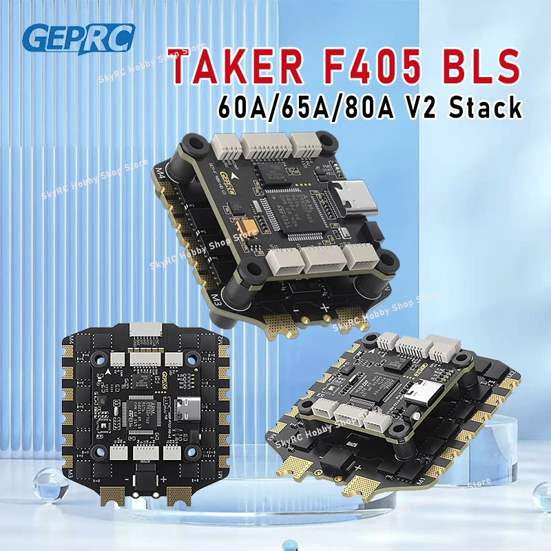 

GEPRC TAKER F405 BLS 60A/65A/80A V2 Stack - 4IN1 ESC, AT7456E OSD, 16MB Black Box, ICM42688-P Gyro, Dual 5V/12V BEC RC FPV Parts