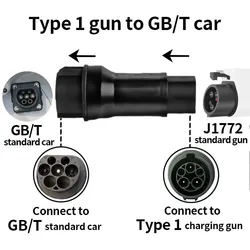 Teschev Type1 to GBT Adapter 32A Type 1 J1772 Charger Adaptor for Chinese Version Electric Car with GB/T Charging Socket