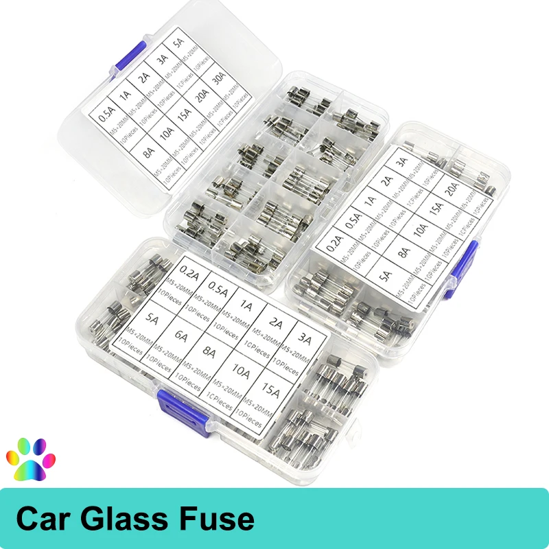 

Boxed 5x20mm Quick Blow Car Glass Fuses 250V Car Glass Tube Fuses 0.2-15A 0.2-20A 0.5-30A Automotive Fuse Assortment Kit