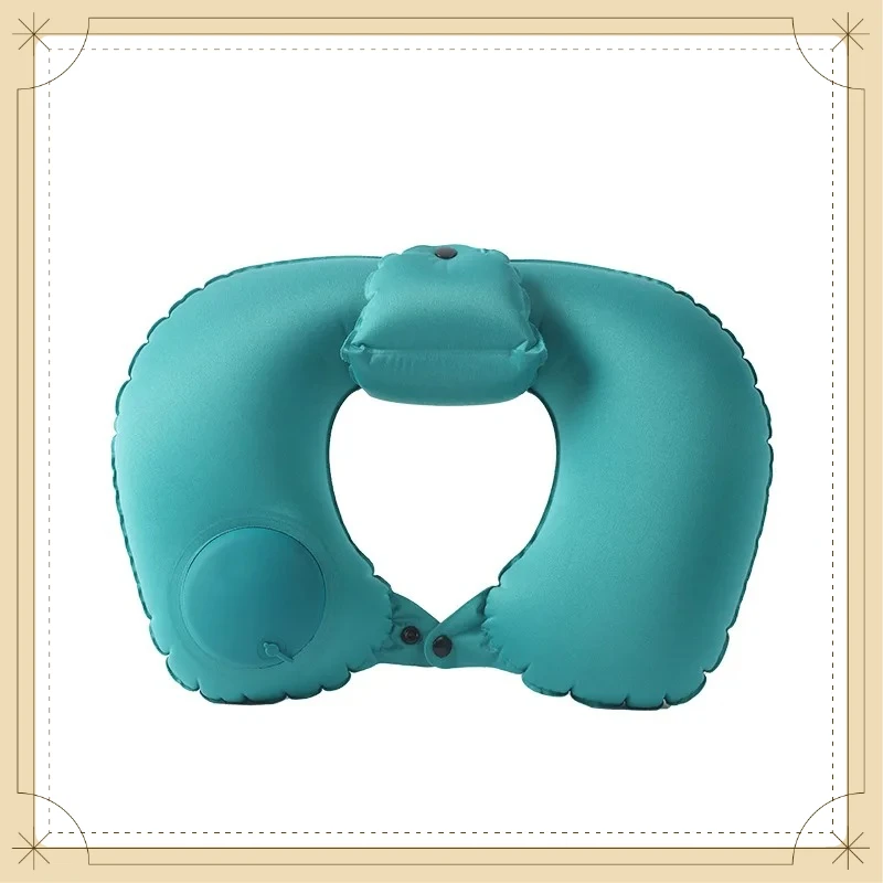 Cooling Ergonomic Inflatable U Neck Pillow Portable Foldable Air Cushion Travel Pillow for Plane Car Office Daily Use