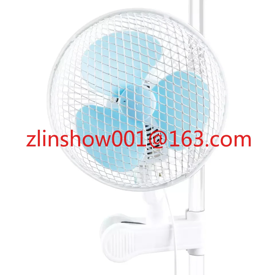 6 Inch 2 Speed Adjustable Oscillating Grip Clip Fan 20W 3 Blade Rotating Iron Hood Grow Room  Clip Fan