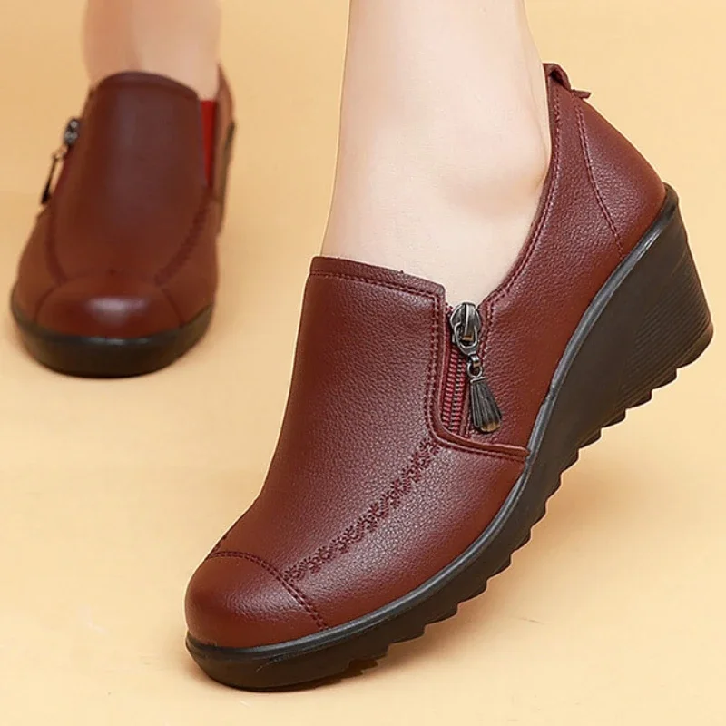 2024 New Spring Autumn Fashion Women\'s Wedge Casual Single Shoes Increase Wear Comfortable Chaussure Femme