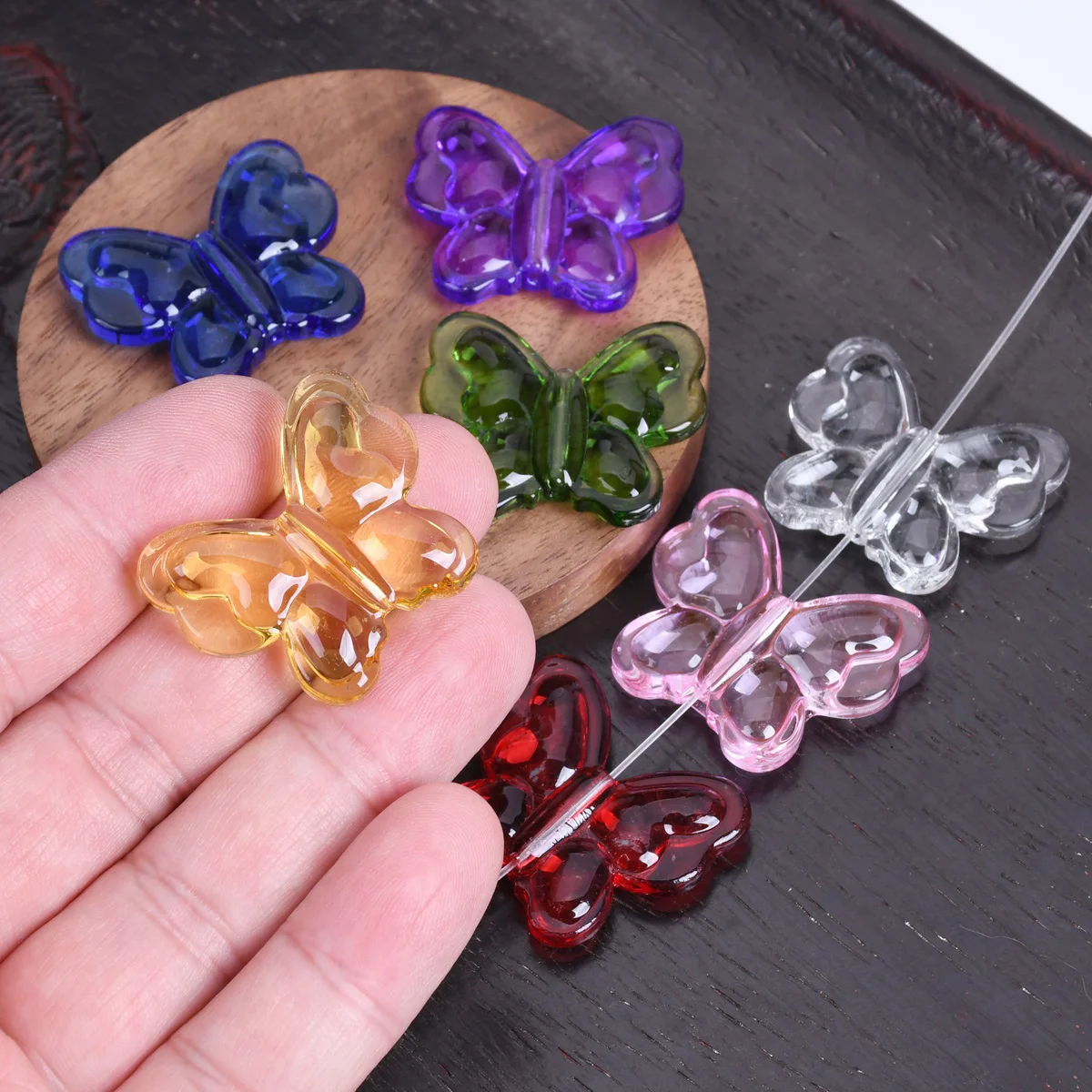 5pcs Butterfly Shape 33x27mm Crystal Glass Loose Beads For Jewelry Making DIY Crafts Findings