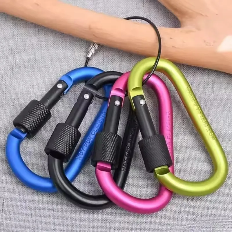 حلقة تسلق كليب مع بوابة المسمار 4 قطعة Carabiners المشي لمسافات طويلة كليب مع 7.5 مللي متر قطر قضيب ألومنيوم EDC معدات التخييم في الهواء الطلق هوك