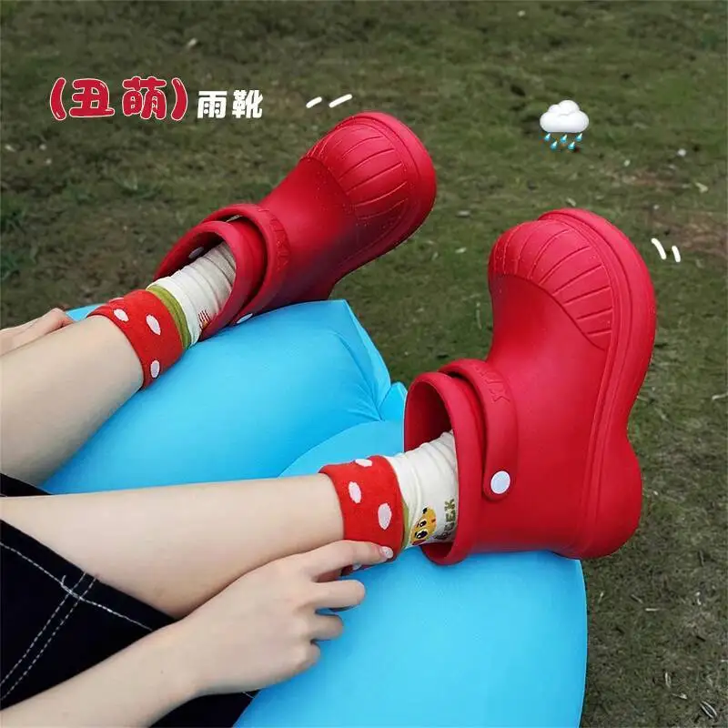 

Women's Outdoor Rain Boots Fashion Anti Slip Waterproof Cute Clunky Round Toe Thick Soled All Season Water Shoes Footwear