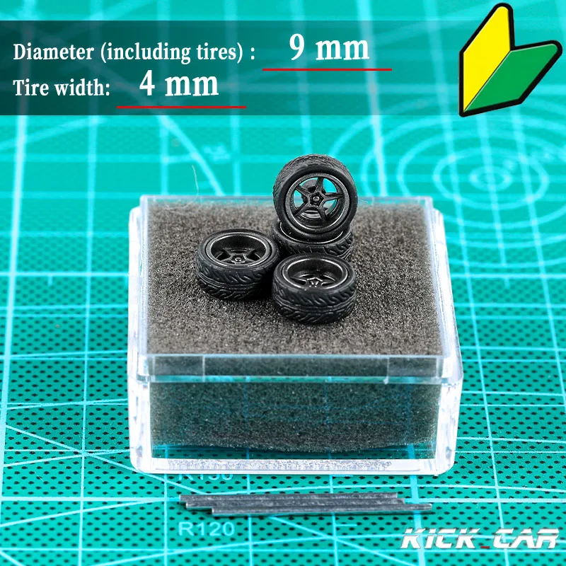 KICARMOD 1/64 ABS Grey Wheels With Rubber Tyre  Modified Parts Diameter 10mm For Model Car Racing Vehicle Toy Hotwheels Tomica