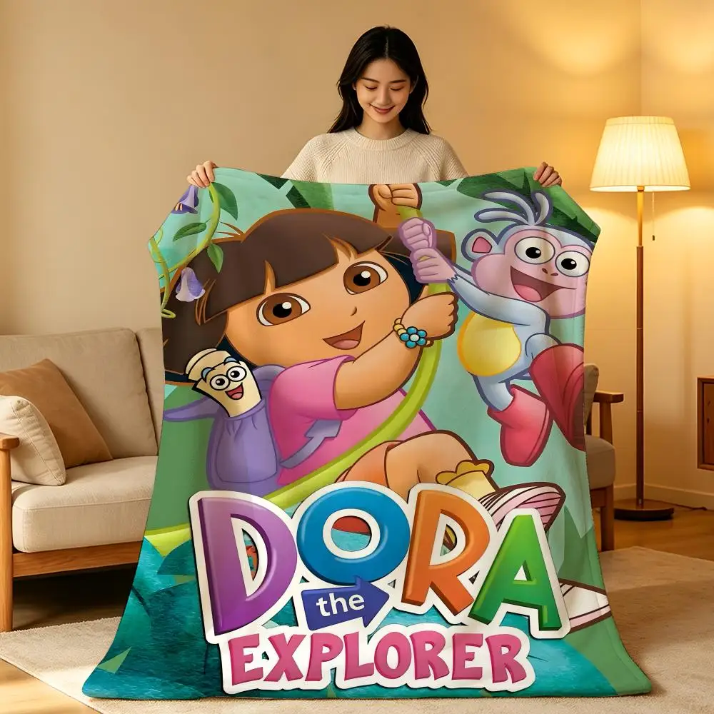 Cartoon D-Dora the Explorer Kids Adventure Classic Throw Soft Warm Flannel Blanket Lightweight for Sofa Bed Couch Travel Adults