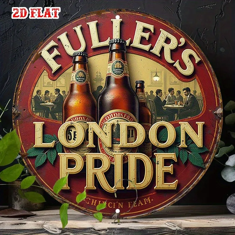 Vintage Fuller'S London Pride Rustic Round Tin Metal Signs Home Décor 8x8