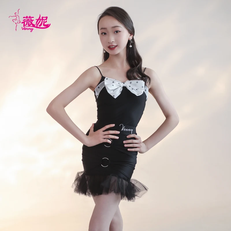 

Vennystyle Latin Dance Dress Girls Two-Piece Set Spaghetti Strap Outfit for Dance Class & Practice Ballroom dance costumes