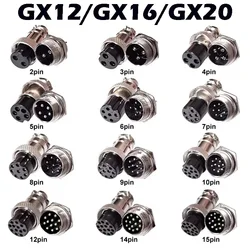 5/10/100Sets GX12 GX16 GX20 Aviation Connector 2 3 4 5 6 7 8 9 10 12 14 15 Pin Male Female Docking Cable Aviator Plug Socket
