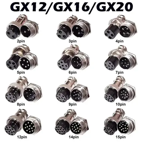 5/10/100Sets GX12 GX16 GX20 Aviation Connector 2 3 4 5 6 7 8 9 10 12 14 15 Pin Male Female Docking Cable Aviator Plug Socket