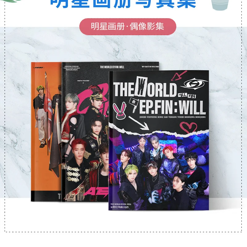 Kpop ATEEZ nowy Album THE WORLD EP.FIN: będzie Album portret HD galeria zdjęć naklejki plakat zakładka kolekcja kart prezenty dla fanów