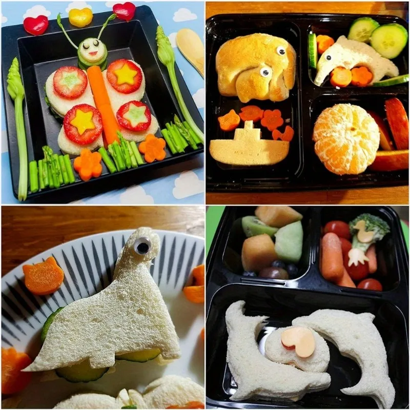 Sandwich and Cookie Cutters Set Fun Shapes Animal Puzzle Butterfly Stainless Steel and Plastic Food Molds for Kids Lunch Bento - Image 3