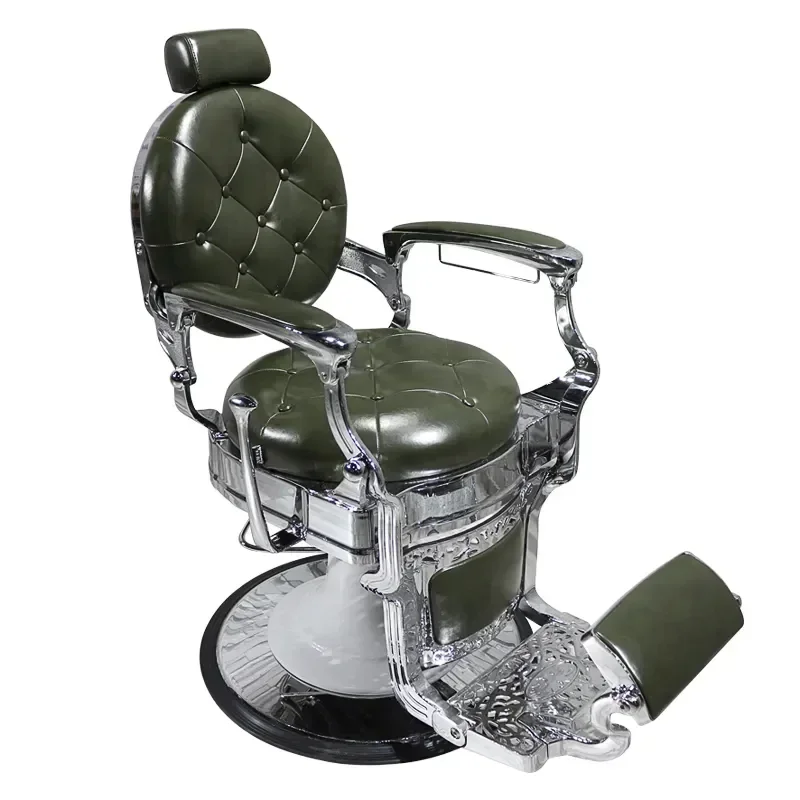 Hot Sale Green Retro Barber Chair High Quality Hydraulic Big Pump Comfortable Tilt Barber Shop