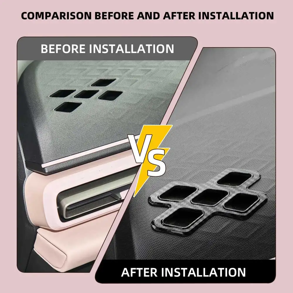LHD ABS Carbon Dashboard Air Conditioning Vent Cover Decor for BYD Seagull Dolphin Mini Center Control Panel Conversion Sticker