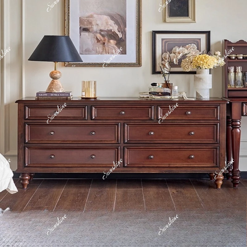 

American retro solid wood chest bedroom multi-functional locker