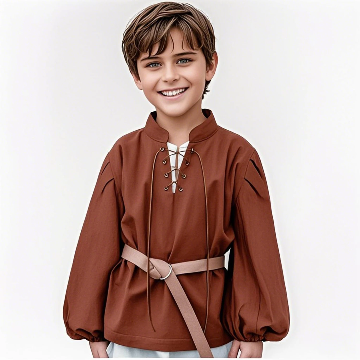 

Boys Medieval Pirate Shirt Kids Renaissance Lace up