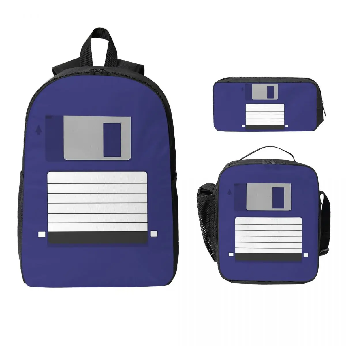 

Floppy Disk Backpack Student BookBag School Bag Computer Shoulder Bags 3ps Insulated Lunch Bag Pencil Case
