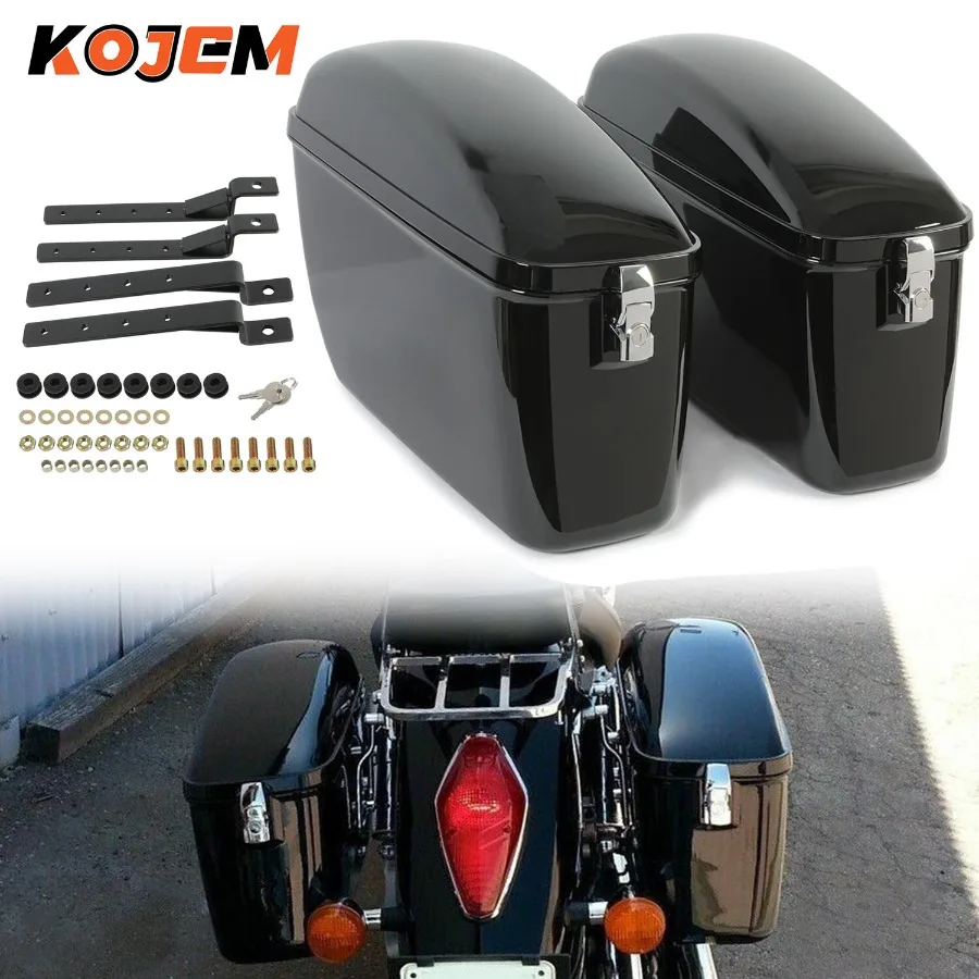 

Motorcycle Panniers Hard Side Saddle Bag Saddlebag For Harley Honda Shadow