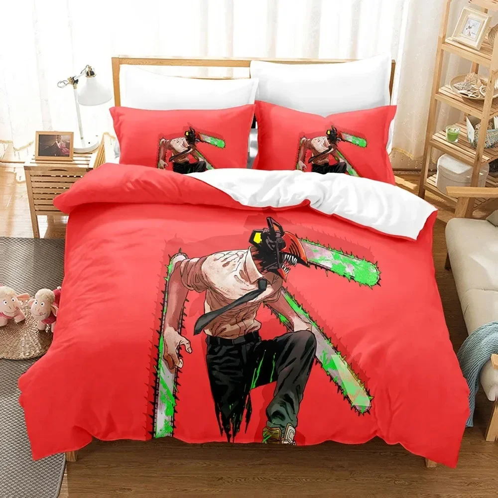 

New 3D Print Anime Chainsaw Man Comfortable Duvet Quilt Cover Pillowcase Bedding Set Children Bedroom Decoration Home Textile
