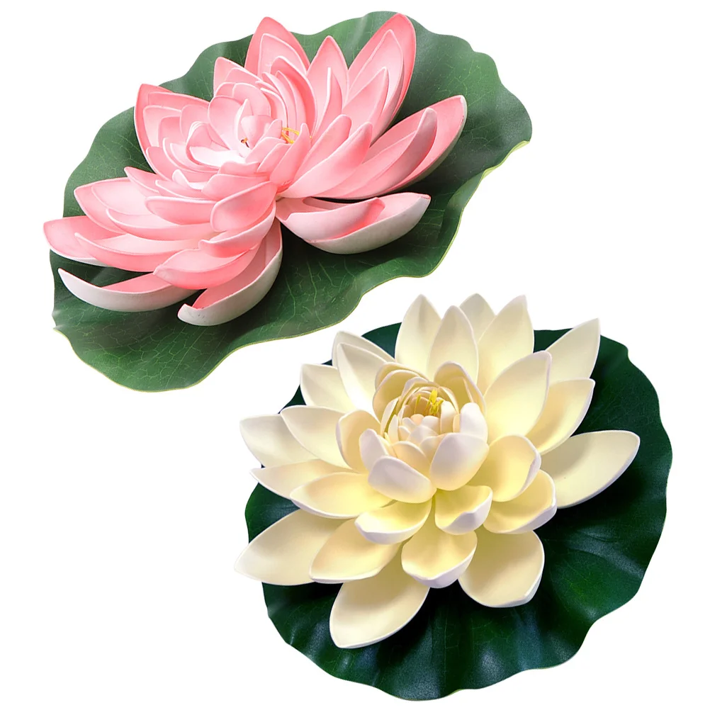

2Pcs Simulated Lotus Flowers Reusable Floating Water Decor Artificial Eva Plant Aquarium Garden Ornament