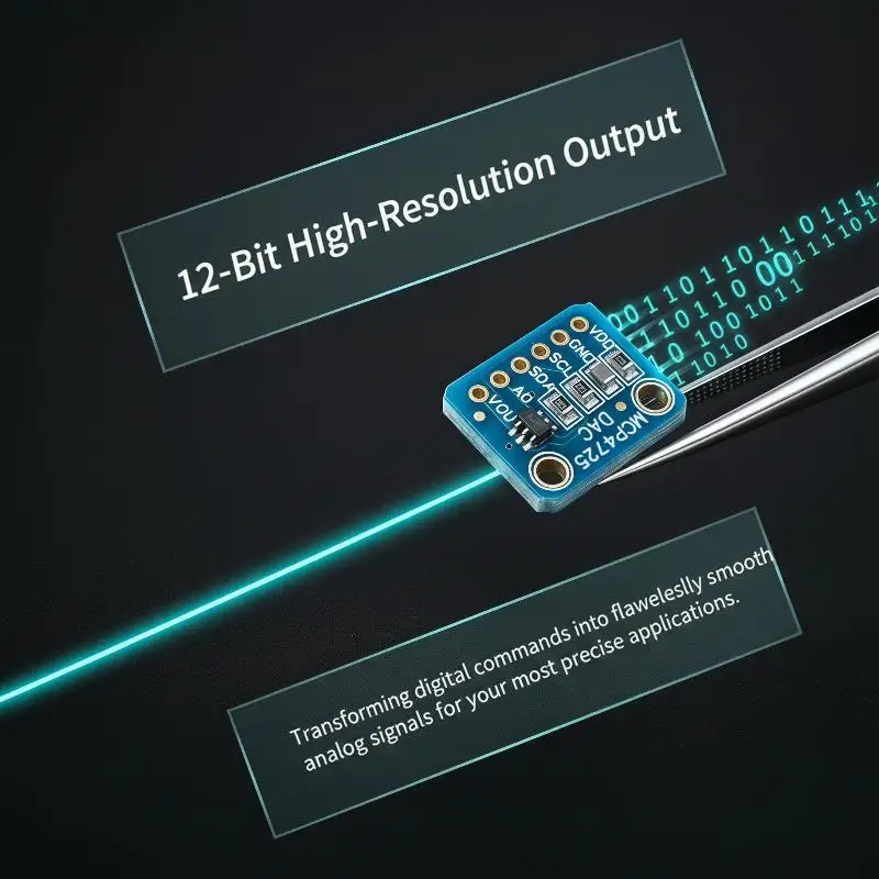 MCP4725 DAC Breakout Module, 12 Bit Digital To Analog Converter I2C DAC Module For DIY Electronic Projects