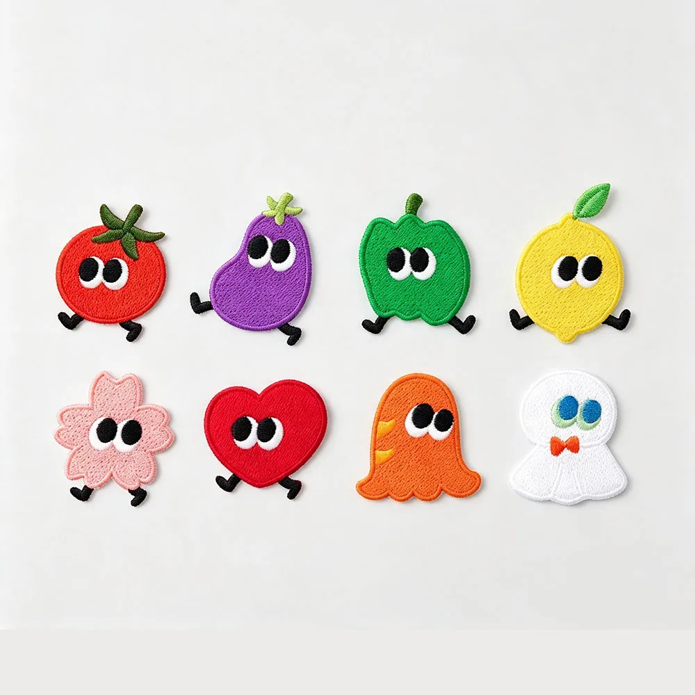 2‑8Pcs Cute Cartoon Self‑Adhesive Embroidery Patches Set DIY Decor Stickers for Clothes Hats Backpack Phone Case Notebook Cup