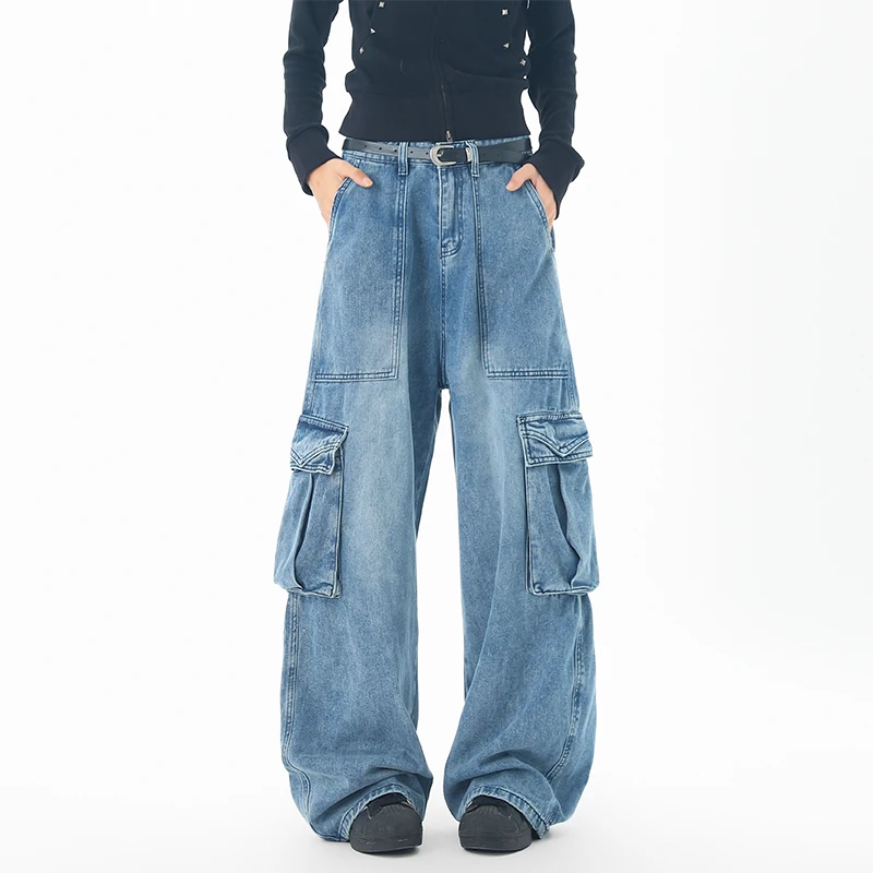 

Мужская уличная одежда для подростков, модные свободные повседневные широкие мешковатые джинсы-карго, брюки, джинсовые брюки Cityboy
